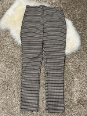 H&M Women’s Houndstooth Slim Ankle Pants Black Brown Cream Size S